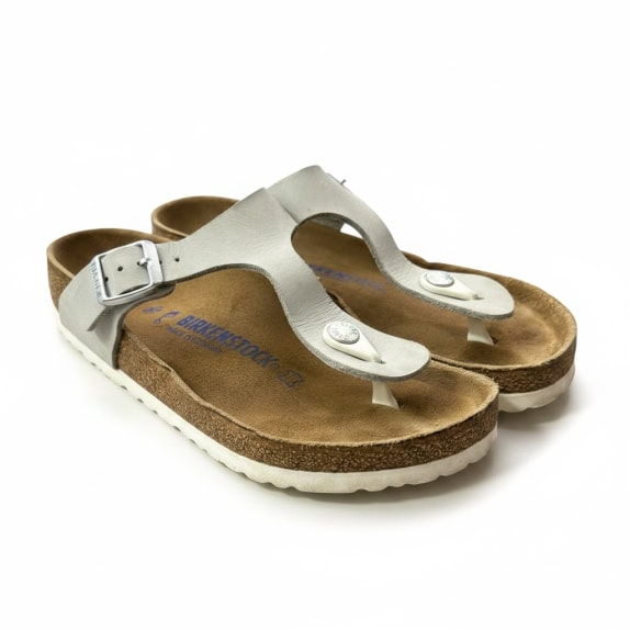 BIRKENSTOCK SANDALS MINIMAL SILVER UNISEX PRE OWNED EU 36
