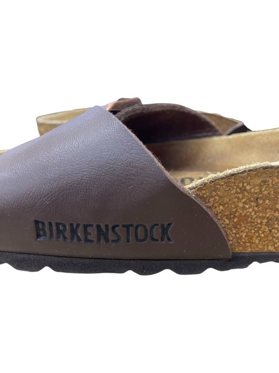 Birkenstock Slide Sandals Classic Buckle Leather Brown Unisex EU 36