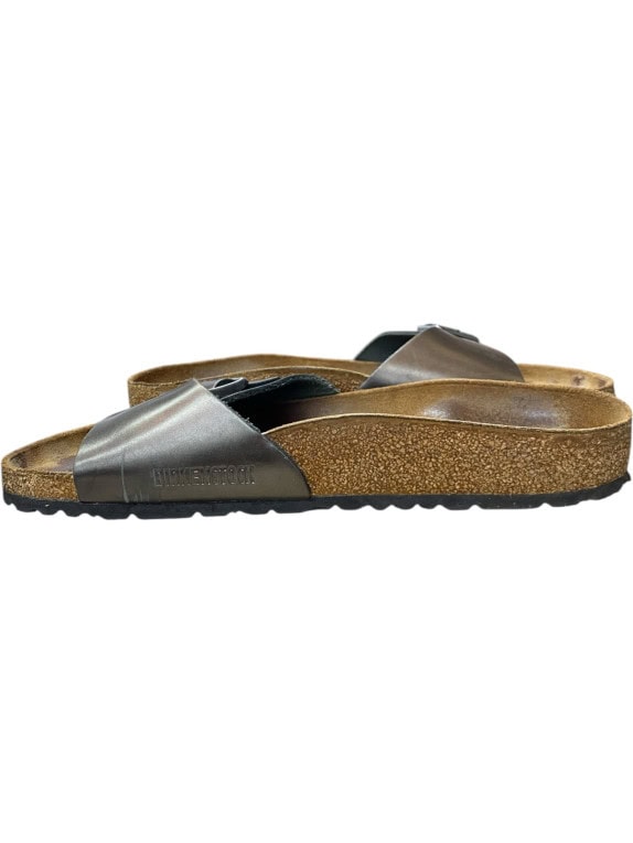 Birkenstock Σανδάλια Slide Classic Buckle Δερμάτινα Μεταλλικό Γκρι Unisex EU 40