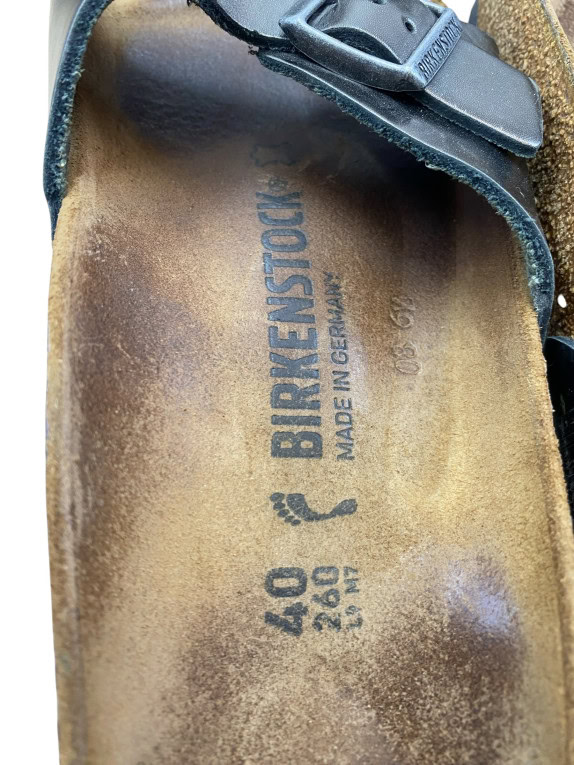 Birkenstock Σανδάλια Slide Classic Buckle Δερμάτινα Μεταλλικό Γκρι Unisex EU 40