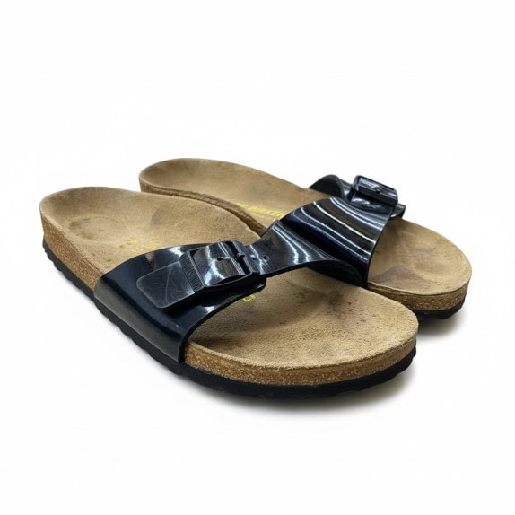 Birkenstock Sandali Slide Classic Buckle Patent in pelle Nero unisex EU 36