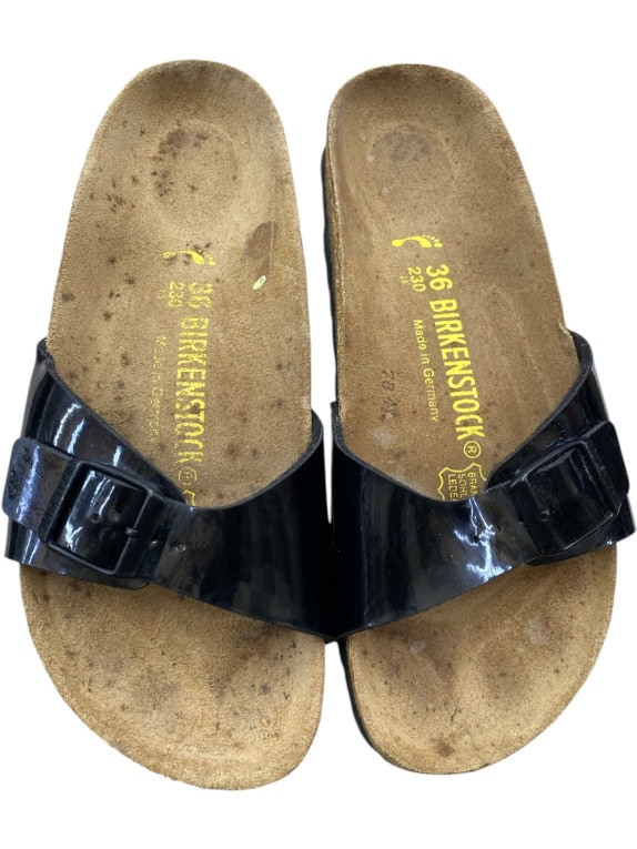 Birkenstock Σανδάλια Slide Classic Buckle Patent Δερμάτινα Μαύρο Unisex EU 36