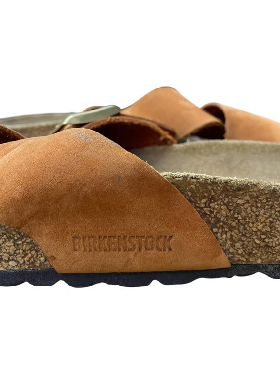 Birkenstock Σανδάλια Slide Classic Διπλό Λουράκι Δερμάτινα Καφέ Unisex EU 37