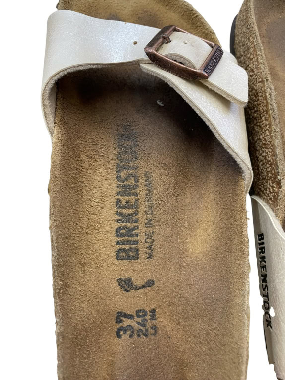 Birkenstock Σανδάλια Slide Διπλό Λουράκι Cream Δερμάτινα Unisex EU 37