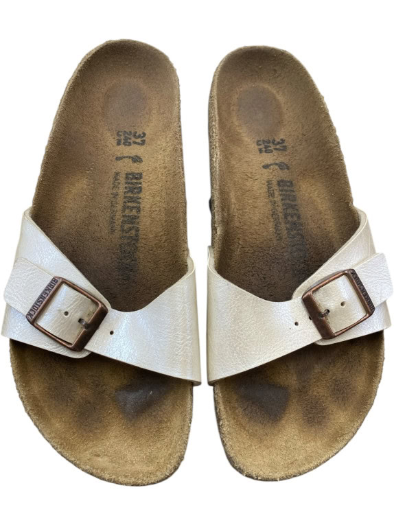 Birkenstock Σανδάλια Slide Διπλό Λουράκι Cream Δερμάτινα Unisex EU 37
