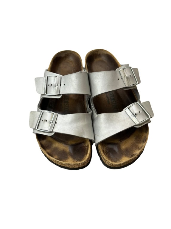 BIRKENSTOCK SANDALS MINIMAL SILVER UNISEX PRE OWNED EU 39