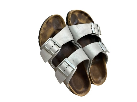 BIRKENSTOCK SANDALS MINIMAL SILVER UNISEX PRE OWNED EU 39