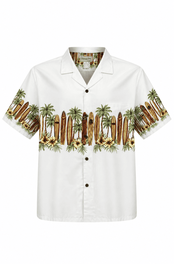 BISBISHOP HAWAIIAN SHIRT VINTAGE WHITE MEN PRE OWNED XL