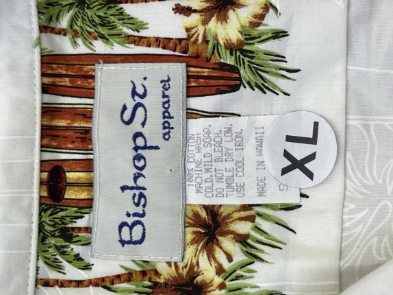 BISBISHOP ΠΟΥΚΑΜΙΣΟ HAWAIIAN VINTAGE ΛΕΥΚΟ ΑΝΤΡΙΚΟ PRE OWNED XL