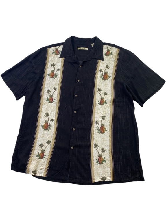 BLACK BAY ΠΟΥΚΑΜΙΣΟ HAWAIIAN ΜΕ ΦΟΙΝΙΚΕΣ ΜΑΥΡΟ ΑΝΔΡΙΚΟ PRE OWNED L