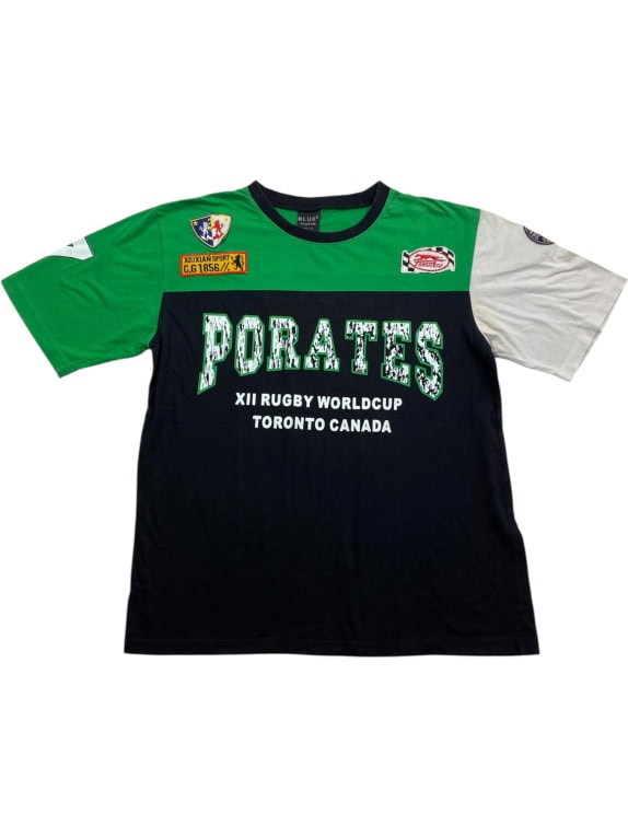 BLUE COLLECTION T-SHIRT VINTAGE PORATES RUGBY WORLD CUP ΠΡΑΣΙΝΟ/ΜΑΥΡΟ ΑΝΔΡΙΚΟ L
