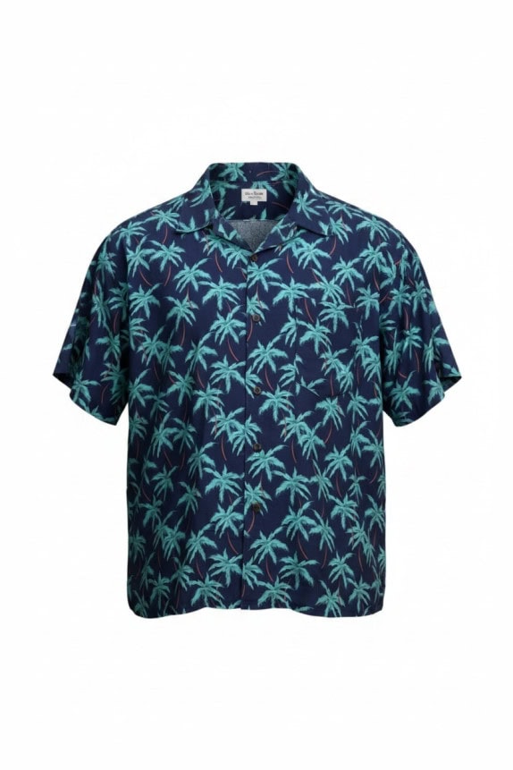 BLUE HARBOUR HAWAIIAN SHIRT TROPICAL NAVY ΑΝΤΡΙΚΟ PRE OWNED L