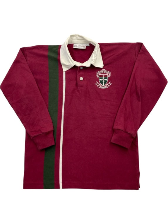 BOB STEWART RUGBY SHIRT CLASSIC BURGUNDY MENS PRE OWNED M
