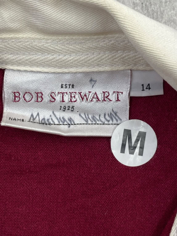 BOB STEWART RUGBY SHIRT CLASSIC BURGUNDY MENS PRE OWNED M