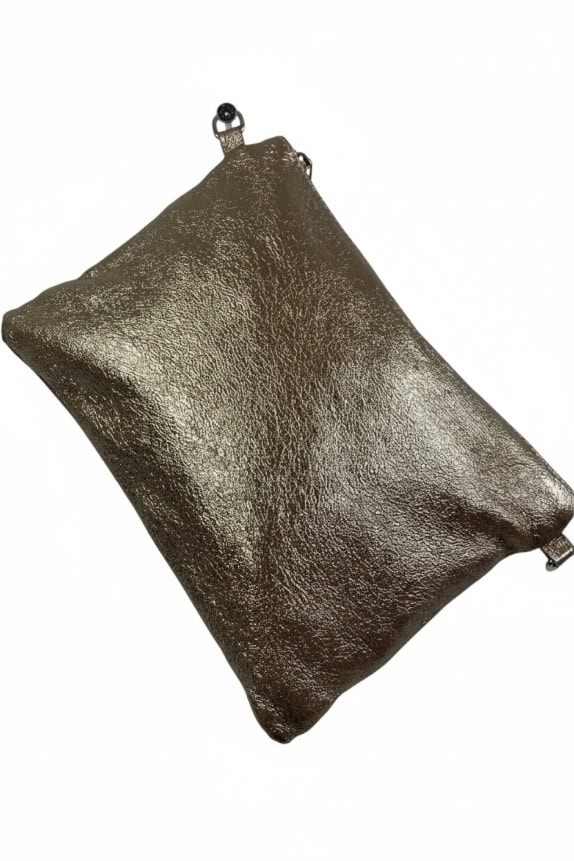 BORSE IN PELLE borsa clutch metallizzata bronzo da donna