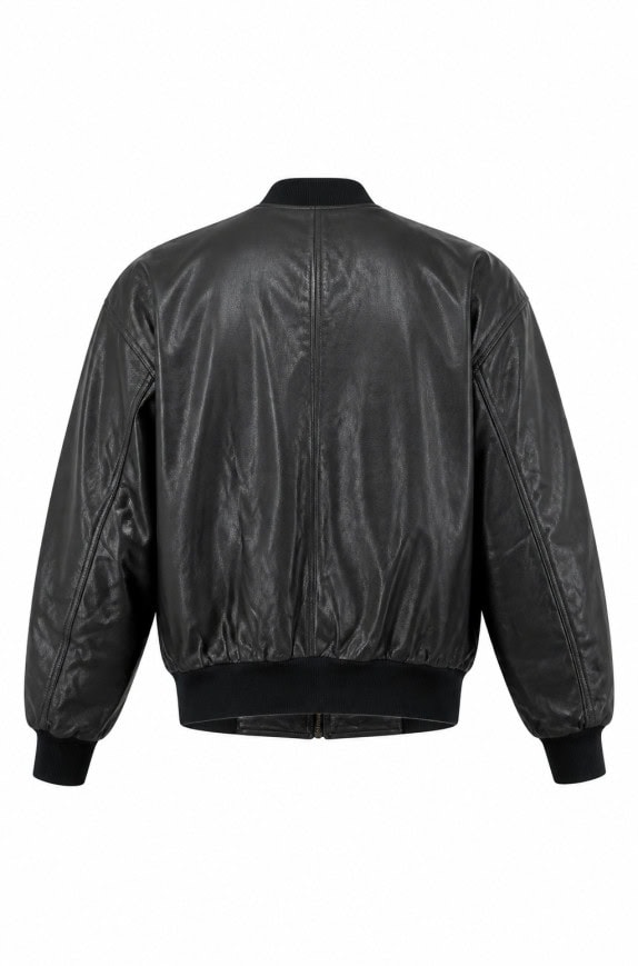 BOSS BOMBER LEATHER JACKET CLASSIC ΜΑΥΡΟ ΑΝΤΡΙΚΟ PRE OWNED L