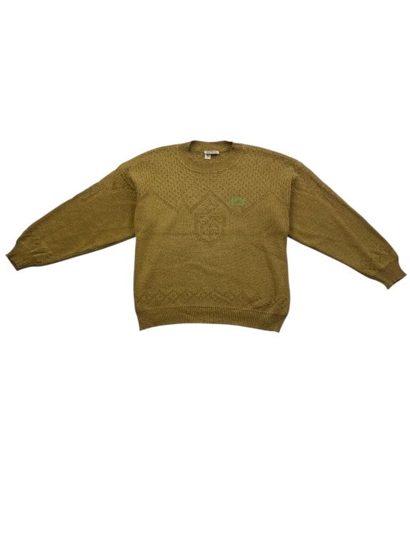BOSS HUGO BOSS Pullover in maglia vintage con logo kaki da uomo L