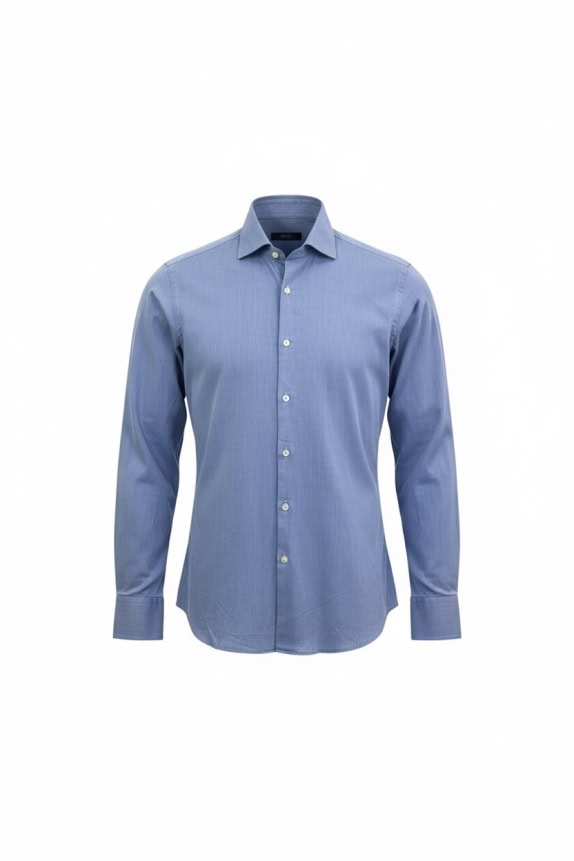BOSS HUGO BOSS ΠΟΥΚΑΜΙΣΟ SLIM FIT ΜΙΚΡΟΚΑΡΟ ΜΠΛΕ ΑΝΔΡΙΚΟ L