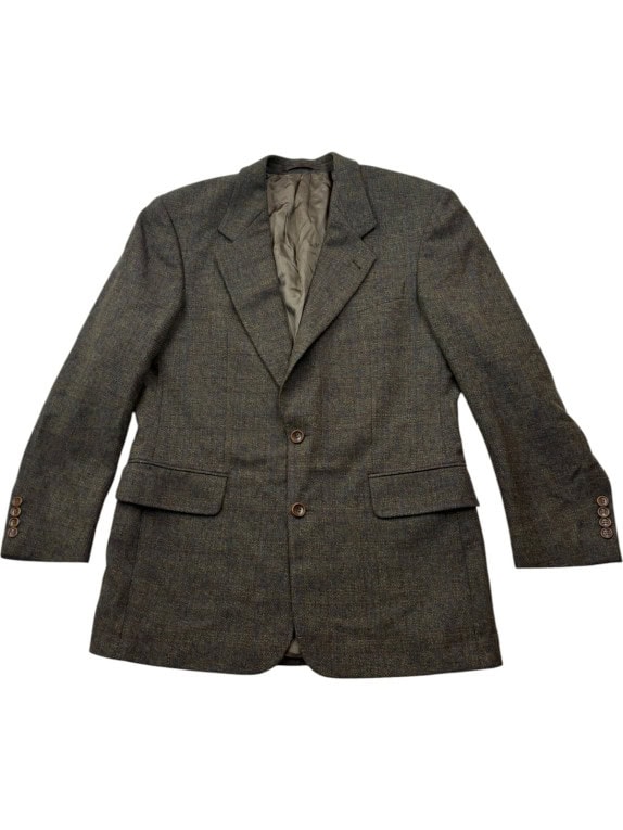 BOSS HUGO BOSS BLAZER CLASSIC TWEED OLIVE BROWN UOMO PRE OWNED M
