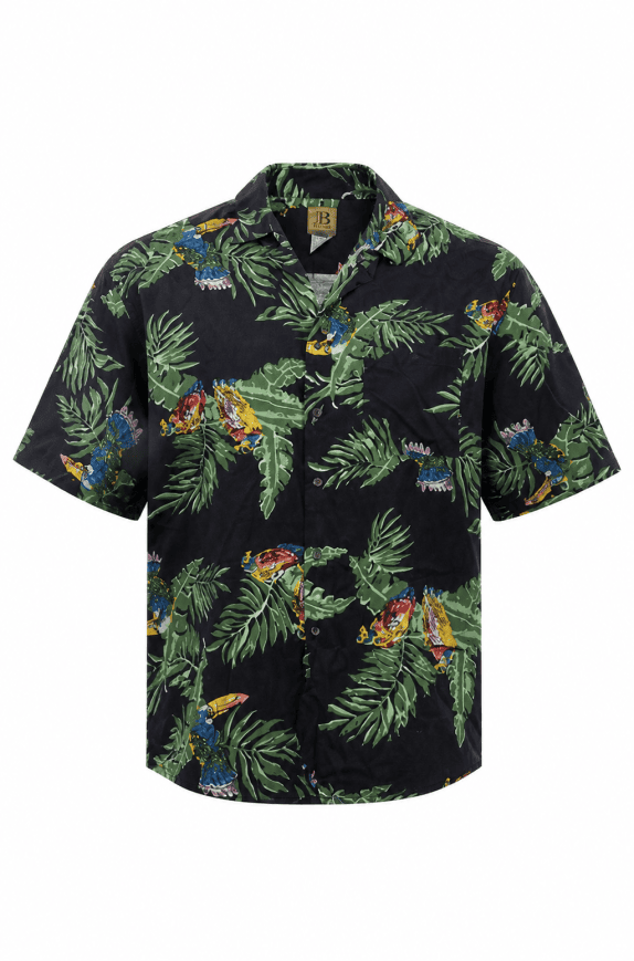 BRUNO HAWAIIAN SHIRT TROPICAL BLACK MEN PRE OWNED L