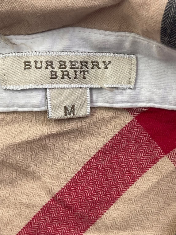 BURBERRY BRIT POLO SHIRT CLASSIC OFF WHITE MENS PRE OWNED M