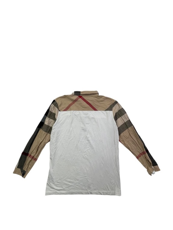BURBERRY BRIT POLO SHIRT CLASSIC OFF WHITE MENS PRE OWNED M