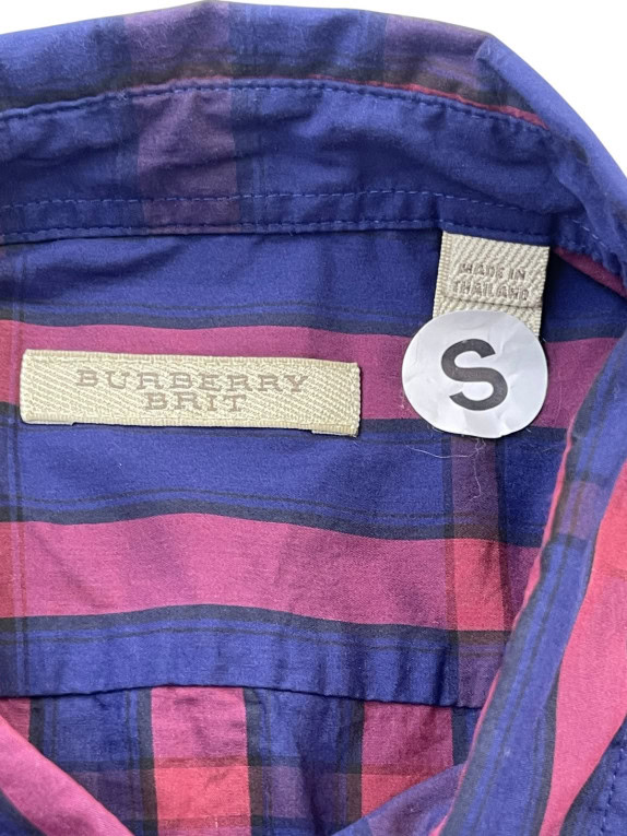 BURBERRY BRIT ΠΟΥΚΑΜΙΣΟ CLASSIC CHECK NAVY ΡΟΖ ΑΝΤΡΙΚΟ PRE OWNED S