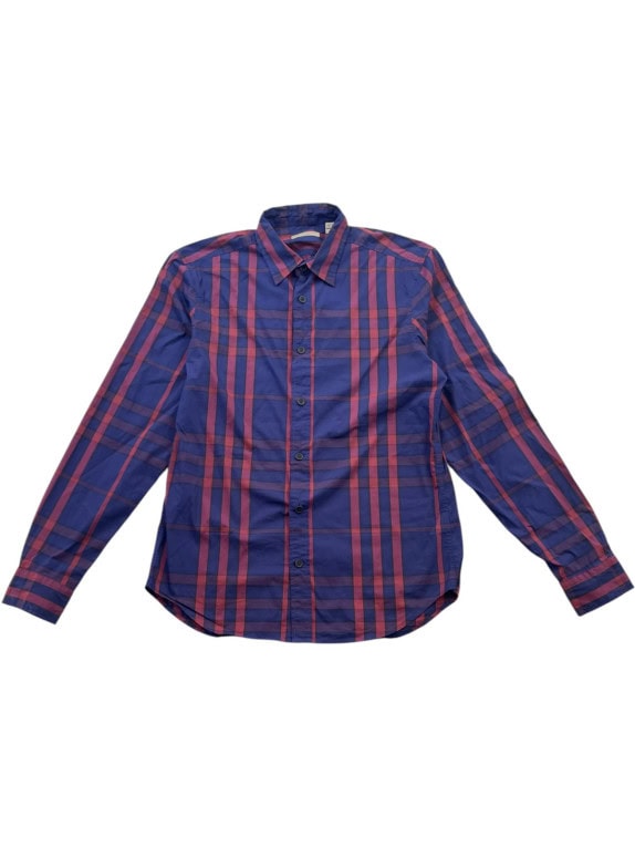 BURBERRY BRIT ΠΟΥΚΑΜΙΣΟ CLASSIC CHECK NAVY ΡΟΖ ΑΝΤΡΙΚΟ PRE OWNED S
