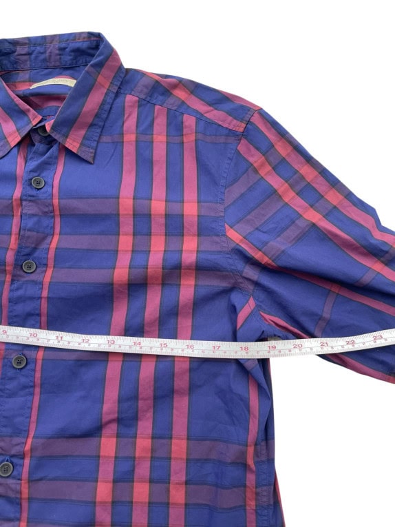 BURBERRY BRIT ΠΟΥΚΑΜΙΣΟ CLASSIC CHECK NAVY ΡΟΖ ΑΝΤΡΙΚΟ PRE OWNED S