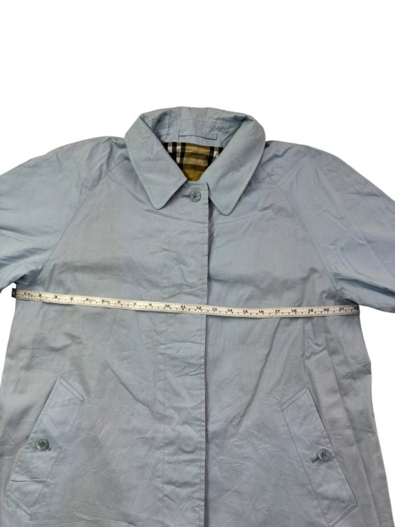BURBERRY 90s RAINCOAT MINIMAL LIGHT BLUE MENS PRE OWNED