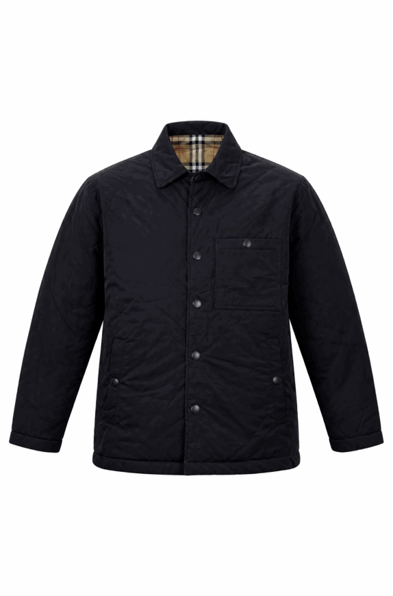 BURBERRY QUILTED JACKET CLASSIC BLACK MENS PRE OWNED M