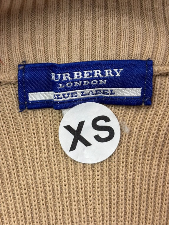BURBERRY LONDON BLUE LABEL ΑΜΑΝΙΚΟ ΠΛΕΚΤΟ ΤΟΠ CLASSIC ΜΠΕΖ ΓΥΝΑΙΚΕΙΟ PRE OWNED XS