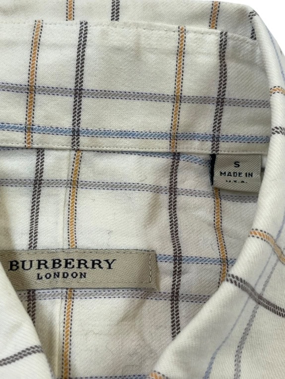 BURBERRY LONDON ΚΟΝΤΟΜΑΝΙΚΟ ΠΟΥΚΑΜΙΣΟ CLASSIC CHECK CREAM ΑΝΤΡΙΚΟ PRE OWNED S