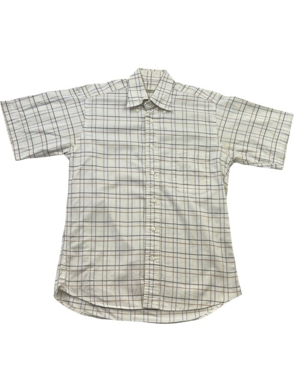 BURBERRY LONDON ΚΟΝΤΟΜΑΝΙΚΟ ΠΟΥΚΑΜΙΣΟ CLASSIC CHECK CREAM ΑΝΤΡΙΚΟ PRE OWNED S