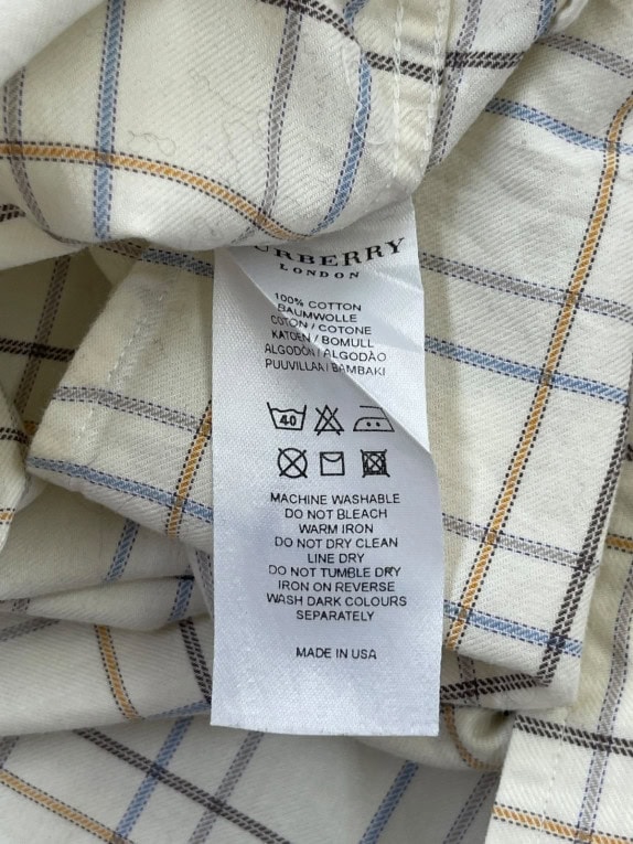 BURBERRY LONDON ΚΟΝΤΟΜΑΝΙΚΟ ΠΟΥΚΑΜΙΣΟ CLASSIC CHECK CREAM ΑΝΤΡΙΚΟ PRE OWNED S