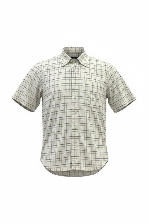 BURBERRY LONDON ΚΟΝΤΟΜΑΝΙΚΟ ΠΟΥΚΑΜΙΣΟ CLASSIC CHECK CREAM ΑΝΤΡΙΚΟ PRE OWNED S