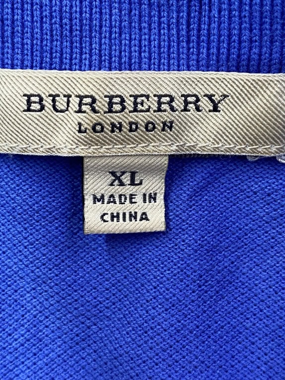 BURBERRY LONDON POLO SHIRT CLASSIC BLUE MENS PRE OWNED XL