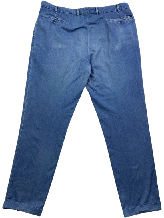 Burberry London Chino Trousers Denim Fabric with Pleats Blue Men XXXL