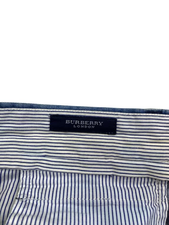 Burberry London Chino Trousers Denim Fabric with Pleats Blue Men XXXL