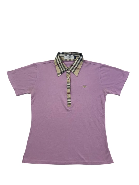 BURBERRY LONDON POLO SHIRT CLASSIC LILLA DONNA PRE OWNED M
