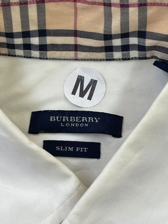 BURBERRY LONDON SHIRT MINIMAL OFF WHITE MENS PRE OWNED M