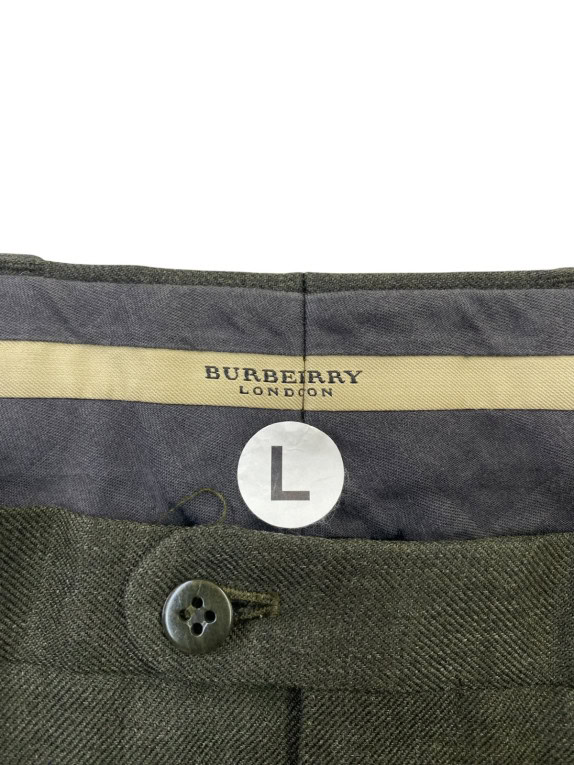 BURBERRY LONDON TAILORED TROUSERS CLASSIC OLIVE MENS PRE OWNED L