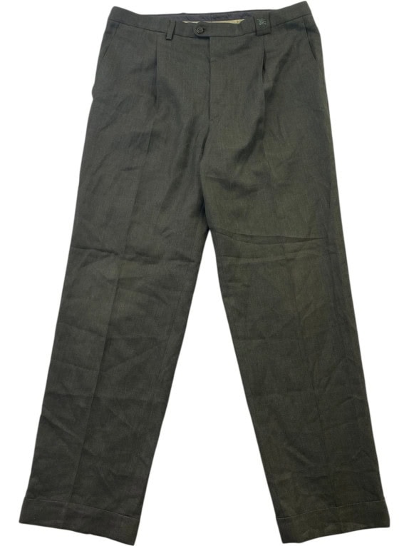 BURBERRY LONDON TAILORED TROUSERS CLASSIC OLIVE MENS PRE OWNED L