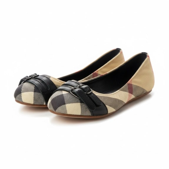 BURBERRY BALLERINE NOVA CHECK CON FIBBIA DETTAGLI FINI MARRONE DONNA 28