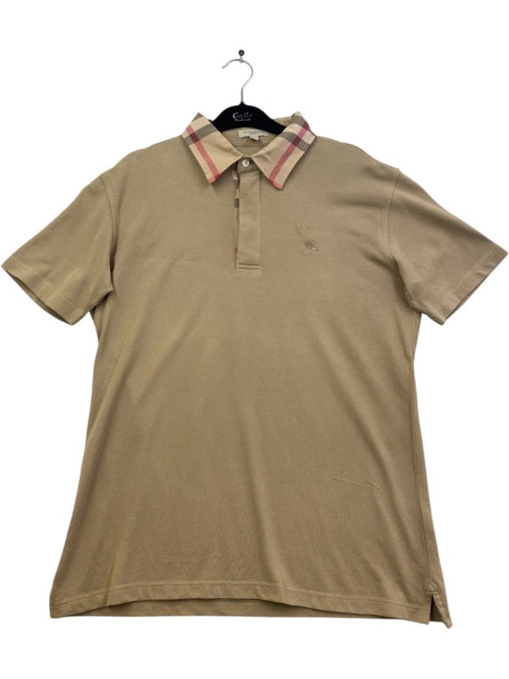BURBERRY POLO SHIRT CLASSIC BEIGE MEN PRE OWNED L