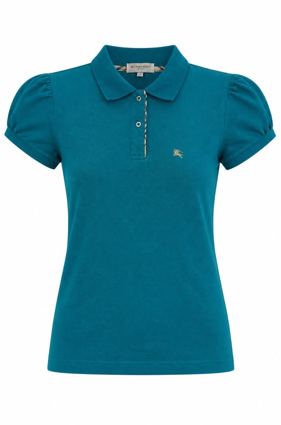 BURBERRY POLO SHIRT MINIMAL TURQUOISE ΓΥΝΑΙΚΕΙΟ PRE OWNED S