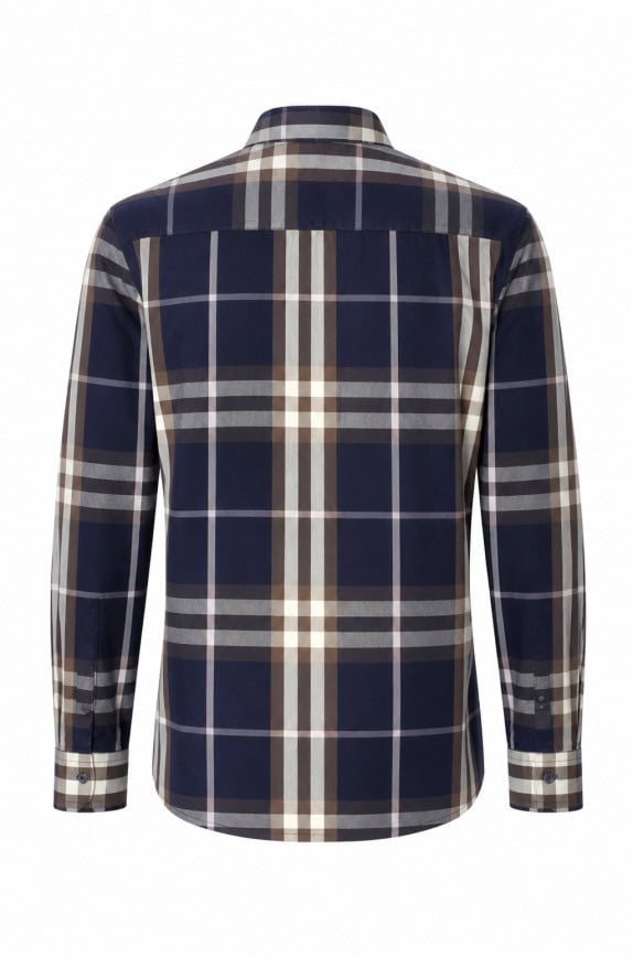 BURBERRY SHIRT CHECKED BLUE MENS PRE OWNED L