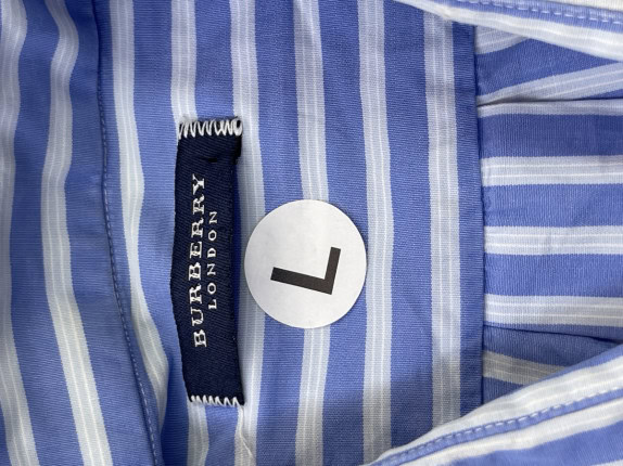 BURBERRY SHIRT STRIPED BLUE MEN PRE OWNED L