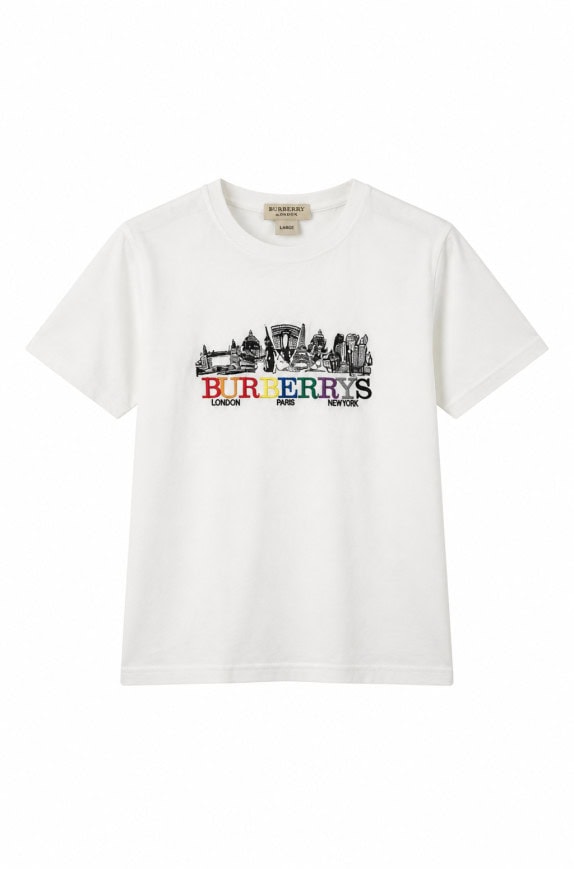 BURBERRY T SHIRT GRAPHIC WHITE ΑΝΤΡΙΚΟ PRE OWNED L