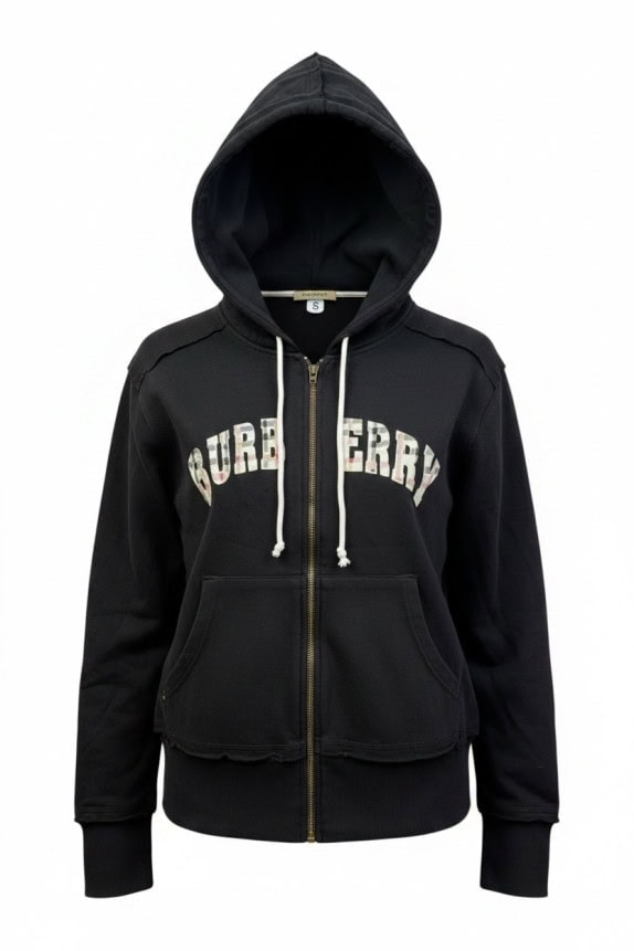 BURBERRY ZIP HOODIE GRAPHIC ΜΑΥΡΟ ΓΥΝΑΙΚΕΙΟ PRE OWNED S